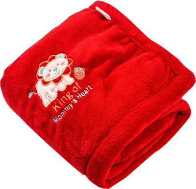 BABY ZONE Solid Single AC Blanket for  AC Room(Polyester, Red)