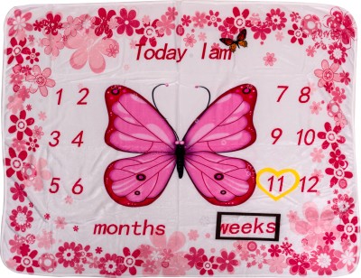 Adore 3D Printed Single Crib Baby Blanket for  AC Room(Fur, Pink Butterfly Baby Milestone Blanket with Props)