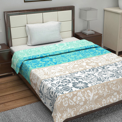 Divine Casa Printed Single Dohar for  AC Room(Cotton, Blue and Grey)
