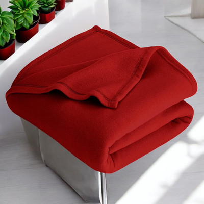 WARMZY Solid Single AC Blanket for  Heavy Winter(Polyester, Red)
