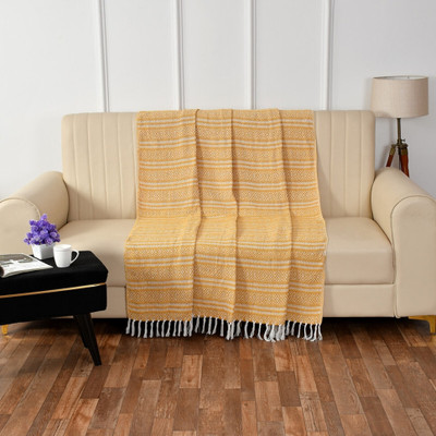 homewaytex Self Design Single Throw for  Mild Winter(Cotton, Yellow)