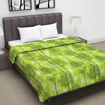 Divine Casa Printed Double Dohar for  AC Room(Cotton, Dark Green)