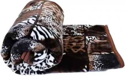 LA VERNE Self Design Double Mink Blanket for  Heavy Winter(Woollen Blend, Brown)