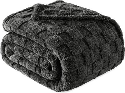 SANMARINO Checkered Single Coral Blanket for  Mild Winter(Polyester, Grey, Flannel Blanket, 300 GSM)