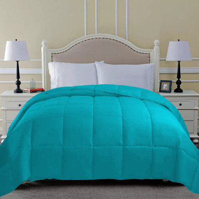 Linenovation Solid King Comforter for  Heavy Winter(Poly Cotton, Sky blue)