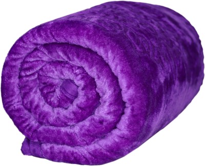 NK Handlooms Floral Double Mink Blanket for  Heavy Winter(Microfiber, Purple)