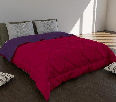 Beta Divine Self Design King Comforter for  Mild Winter(Microfiber, Purple, Pink)