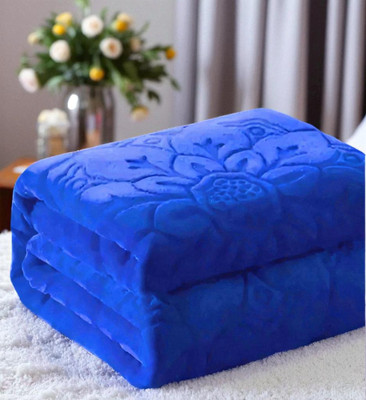 Changers Solid Double Mink Blanket for  Heavy Winter(Microfiber, Blue)