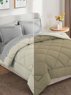 BSB HOME Solid Double AC Blanket for  Heavy Winter(Microfiber, Beige & Mouse)
