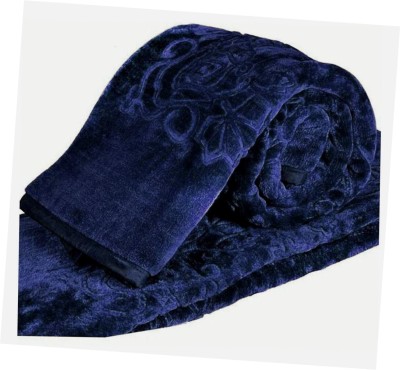 BLAN STAR Self Design Single Mink Blanket for  Heavy Winter(Microfiber, Blue)