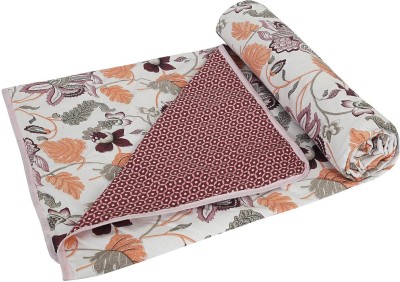 Retreat Printed Double AC Blanket for  AC Room(Cotton, Brick Red)