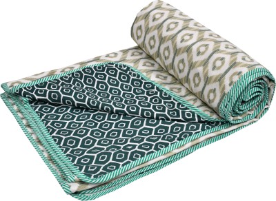 SKA Printed Double Dohar for  AC Room(Cotton, Green)