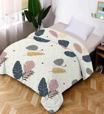ELEGANT WEAVERS Printed Single Comforter for  AC Room(Polyester, Comforter/Blanket (140 x 220CM) White Leaf Print)