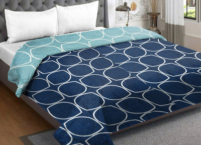 RUSTIC LINEN 3D Printed Double Comforter for  Mild Winter(Microfiber, Dark Blue)