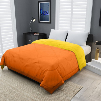 Sai Store Solid King Quilt for  Heavy Winter(Poly Cotton, Orange & Yellow)