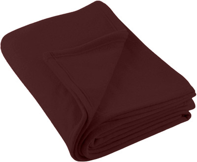 komfey Solid Double Fleece Blanket for  Mild Winter(Polyester, Brown)