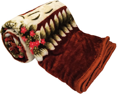 WARZMY Floral Double AC Blanket for  AC Room(Polyester, Orange)