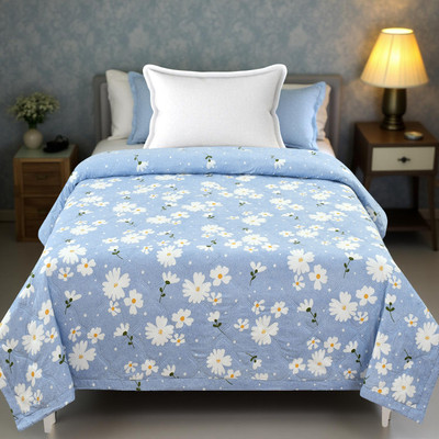 KWALITY DREAMS Geometric Single AC Blanket for  AC Room(Cotton, Soft Sky Blue)