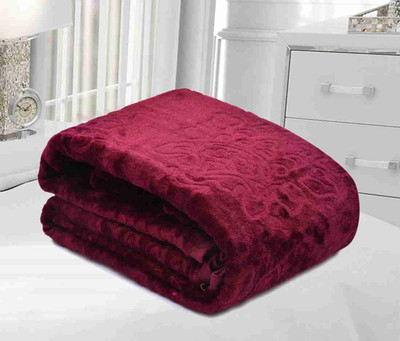 DORISTYLE Self Design Single Mink Blanket for  Heavy Winter(Microfiber, Wine)
