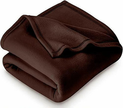 Urban Arts Solid Single Fleece Blanket for  Heavy Winter(Microfiber, Brown)