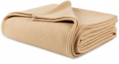 Home Stylish Solid Single Fleece Blanket for  AC Room(Polyester, Gold)