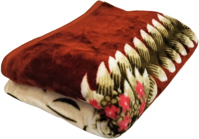 HOMIEE Floral Double Mink Blanket for  Heavy Winter(Polyester, Orange)