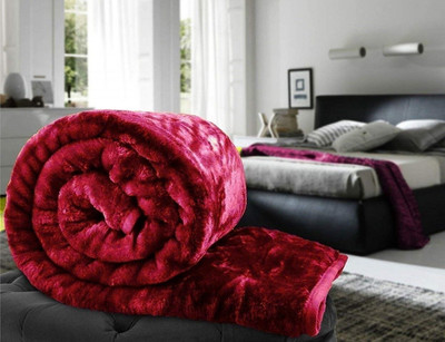 Retreat Solid Double AC Blanket for  Heavy Winter(Microfiber, Maroon)
