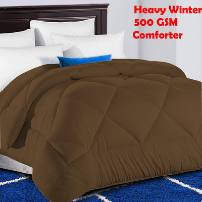 Texlux Solid Single Comforter for  Heavy Winter(Polyester, Brown)