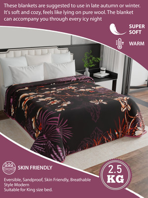 MAGICAL Floral King Mink Blanket for  Heavy Winter(Microfiber, Premium Wine & 13)