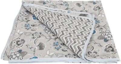 Reborn Printed Single AC Blanket for  AC Room(Cotton, White)