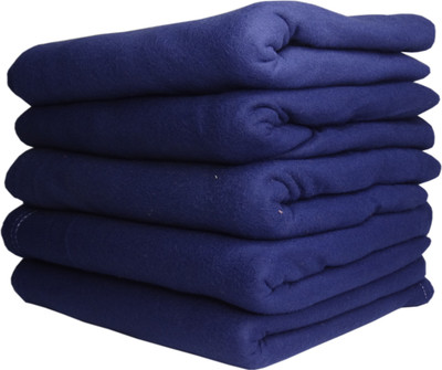 HOMIEE Solid Single Fleece Blanket for  Heavy Winter(Polyester, Blue)