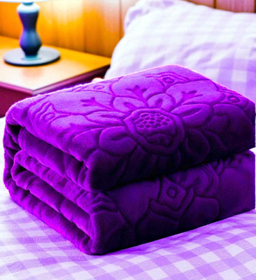 Changers Floral Double Mink Blanket for  Heavy Winter(Polyester, Purple)