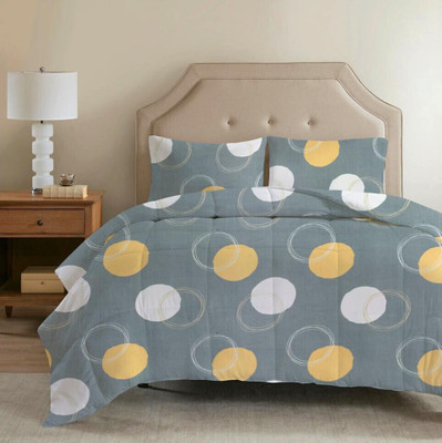VAS COLLECTIONS Printed Double Comforter for  Heavy Winter(Microfiber, Grey & Yellow)