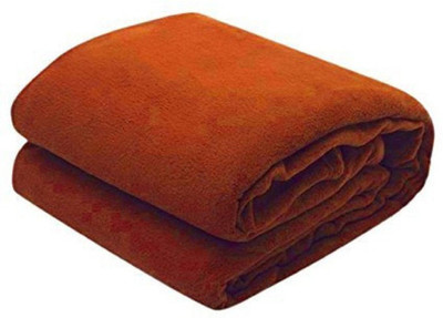 VORDVIGO Solid Single Fleece Blanket for  Mild Winter(Polyester, Orange)