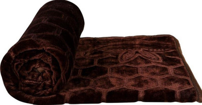 Anadhika Abstract Single Mink Blanket for  AC Room(Woollen Blend, Brown)