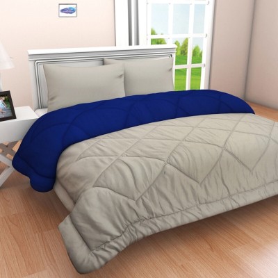 Relaxfeel Solid Single Quilt for  Heavy Winter(Poly Cotton, Navy Blue&Grey)