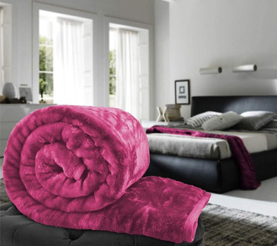SIMAM Self Design Double Mink Blanket for  Heavy Winter(Polyester, Pink)