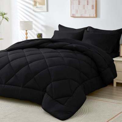 DORISTYLE Solid Double Quilt for  Heavy Winter(Polyester, Black)