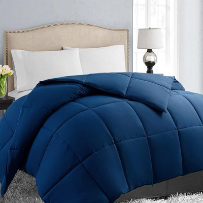 Blue Home Solid Double Comforter for  AC Room(Poly Cotton, Dark Blue)