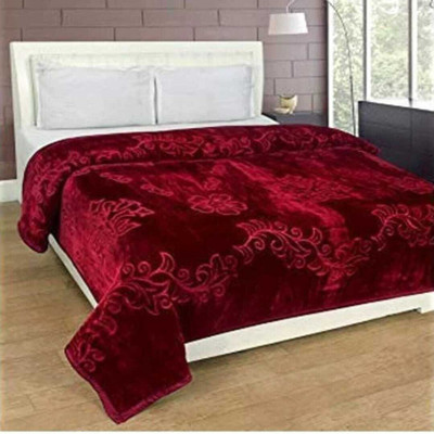 Yati Gallerie Solid Double Mink Blanket for  Heavy Winter(Microfiber, Maroon)