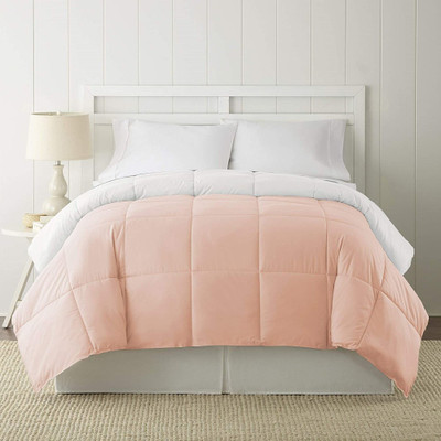 NK Handlooms Checkered Double Comforter for  Heavy Winter(Cotton, Chia Pink, White)