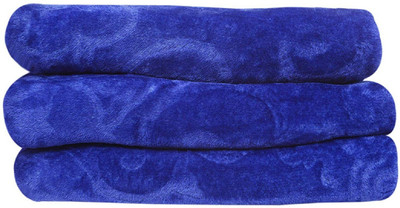 SIMAM Self Design Double Mink Blanket for  Mild Winter(Microfiber, Blue)