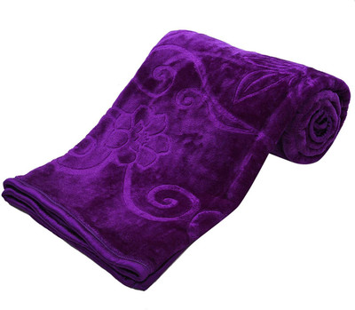 CHICERY Floral Double Mink Blanket for  Mild Winter(Microfiber, Purple)