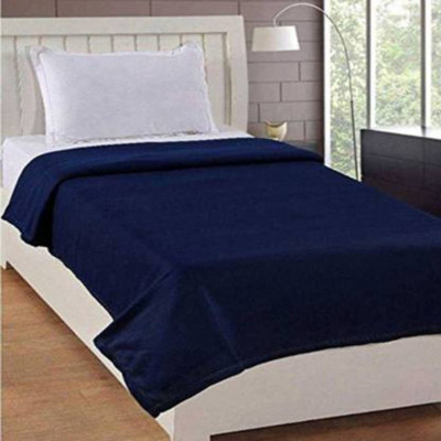 VORDVIGO Solid Single Fleece Blanket for  Mild Winter(Polyester, Blue)