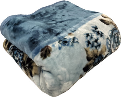 HOMIEE Floral Double Thermal Blanket for  Heavy Winter(Polyester, Blue 03)