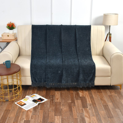 aakiranly Solid Single Throw for  AC Room(Polyester, Chenille, Dark Grey)