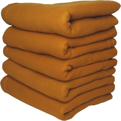 HOMIEE Solid Single Fleece Blanket for  AC Room(Polyester, 5 Orange)
