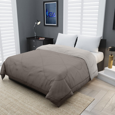 KORBIN Solid Single Comforter for  Mild Winter(Microfiber, Warm Grey-Light Grey)