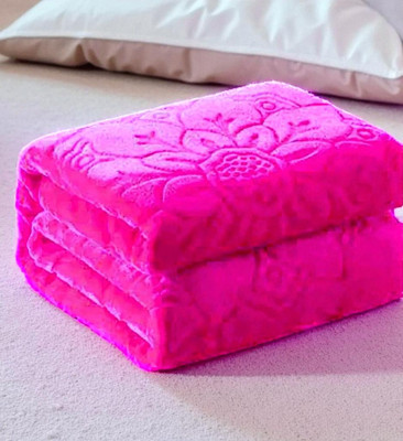 Changers Solid Double Mink Blanket for  Heavy Winter(Polyester, Pink2)
