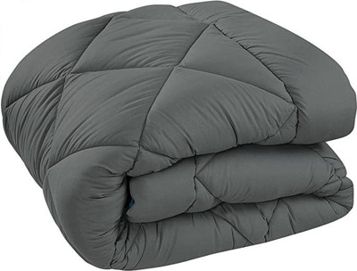 Comfowell Solid King Comforter for  Heavy Winter(Poly Cotton, purple & grey)